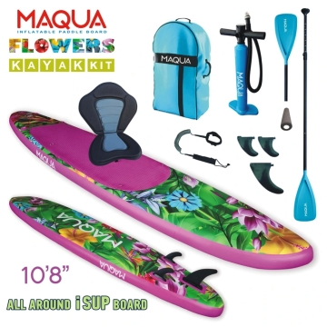 Maqua Flowers 10'8" Inflatable Stand Up Paddle Board Kayak Kit