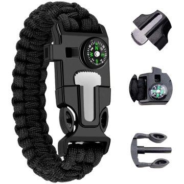 Survival Bracelet 5-in-1 Black