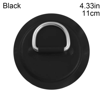 Surfboard SUP Kayak Dinghy Boat PVC Patch With Stainless Steel D Ring Pad Bungee Rope Kit Black 11 cm