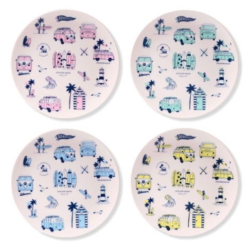 Volkswagen VW T1 Camper Bus Explore More Set of 4 RPET Picnic Plates