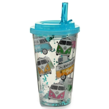 Shatterproof Volkswagen VW T1 Camper Bus Surf Double Walled Cup & Straw