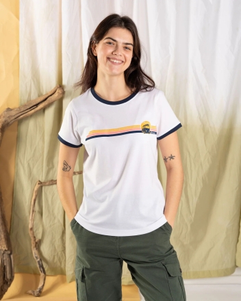 Γυναικείο κοντομάνικο μπλουζάκι Saltrock Celeste Stripe λευκό