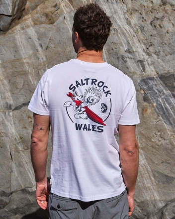 Saltrock Wave Rider Wales Mens Short Sleeve T-Shirts White