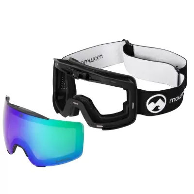 Маска за ски и сноуборд MowMow Local L/XL с черна рамка и зелена X-celLens плака