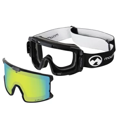 Маска за ски и сноуборд MowMow Legend M/L с черна рамка и златно/синя X-celLens плака