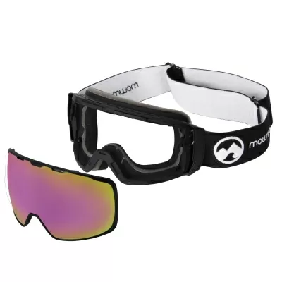 Маска за ски и сноуборд MowMow Icon M/L с черна рамка и розово/червена X-celLens плака