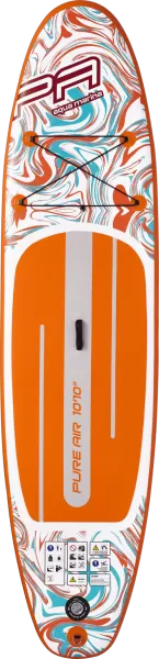 Pure Air All-Round iSUP Coast 10'10" with adjustable aluminum SUP/KAYAK 4T paddle and safety leash Minicombo (Orange)