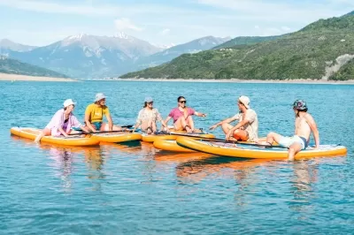 Pure Air All-Round iSUP Coast 12'0" with adjustable aluminum SUP/KAYAK 4T paddle and safety leash MiniCombo Orange