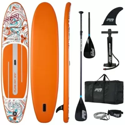 Pure Air All-Round iSUP Coast 12'0" with adjustable aluminum SUP/KAYAK 4T paddle and safety leash MiniCombo Orange