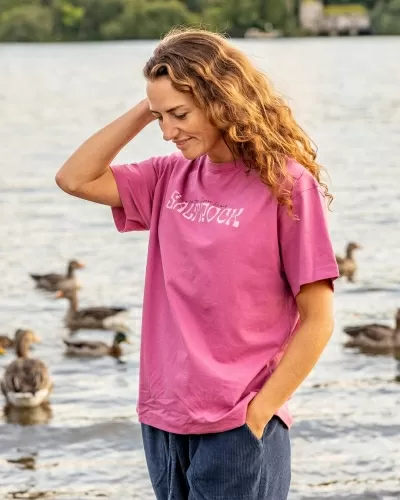 Уголемена тениска с къс ръкав Saltrock Vista в тъмнорозово