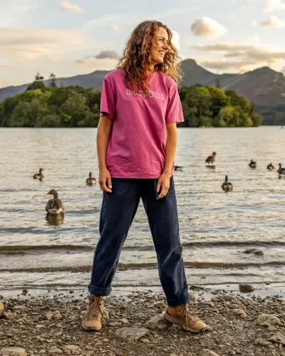 Уголемена тениска с къс ръкав Saltrock Vista в тъмнорозово