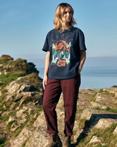 Дамска широка тениска с къс ръкав Saltrock Open Road в синьо