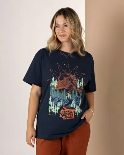 Дамска широка тениска с къс ръкав Saltrock Open Road в синьо