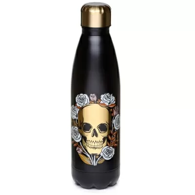 Бутилка за топли и студени напитки Skulls and Roses 500 мл в черно