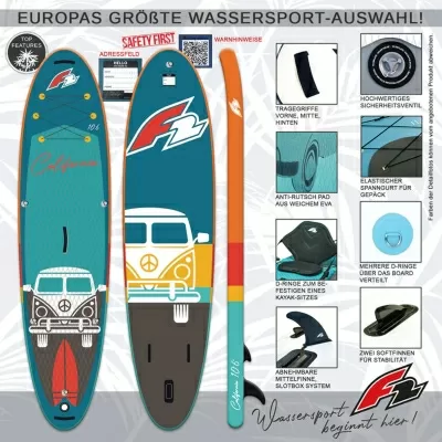 Стендъп падъл борд F2 California HFT 10'6" SUP тюркоаз