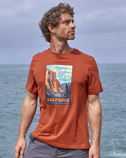 Saltrock Cliffs Mens Short Sleeve T-Shirt Orange