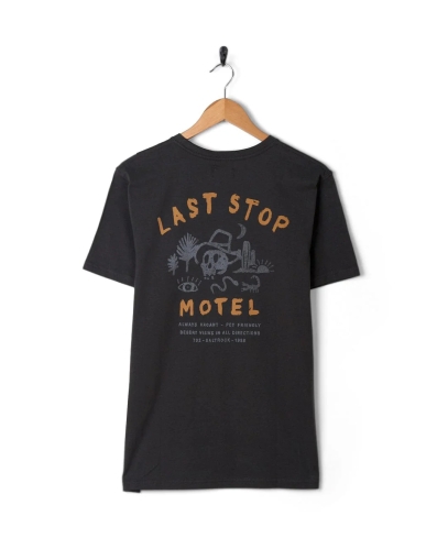 Saltrock Last Stop Motel Mens Short Sleeve T-Shirt Dark Grey