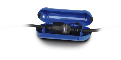 Малка защитна кабелна кутия Шуко в синьо