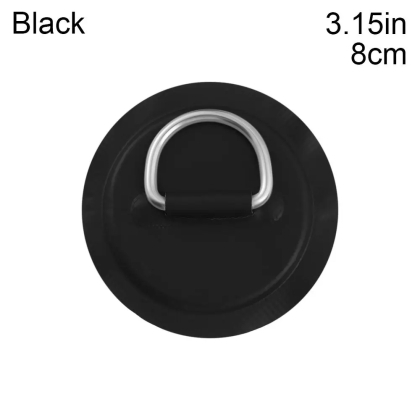 Surfboard SUP Kayak Dinghy Boat PVC Patch With Stainless Steel D Ring Pad Bungee Rope Kit Black 8 cm