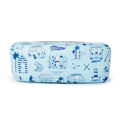 Glasses/Sunglasses Case Volkswagen VW T1 Camper Bus Explore Waves Blue