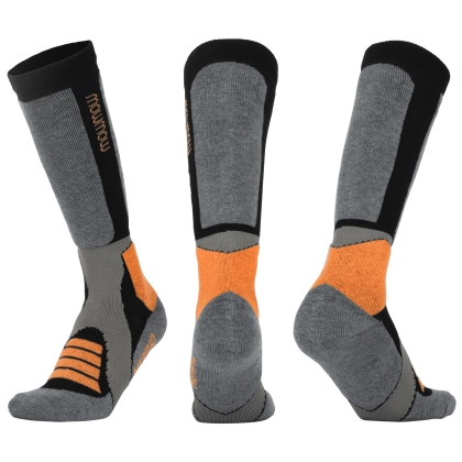 MowMow Woolf Merino Snow Socks Size 43-46 Dark Grey/Orange/Light Grey