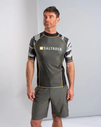 Saltrock Camo Stripe Mens Short Sleeve Rashvest Camo Green