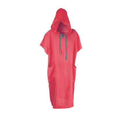 Colour Monk Shaman Linen Changing Poncho Hot Coral