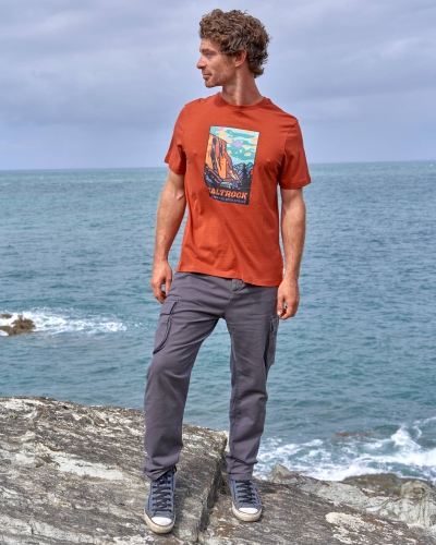 Saltrock Cliffs Mens Short Sleeve T-Shirt Orange