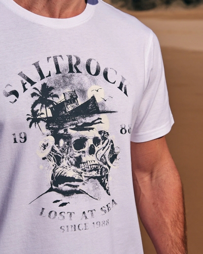 Saltrock Lost At Sea Skull Short Sleeve T-Shirt Orange 