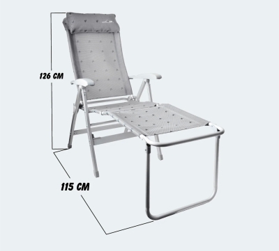 Сгъваем стол шезлонг Campout за къмпинг, кемпери и каравани със 7 нива на разгъване