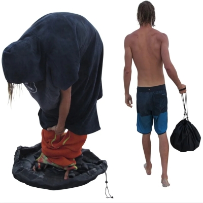Постелка за преобличане за сърф и чанта за съхранение на неопрен