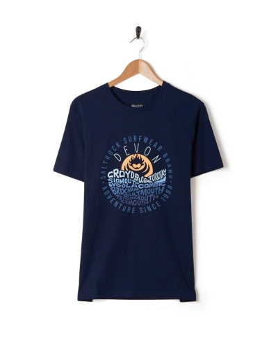 Saltrock Layers Devon Mens Short Sleeve T-Shirt Blue
