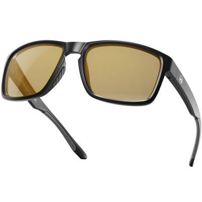 Непотъващи слънчеви очила MowMow Floater - 004 с матова черна рамка и кехлибарени стъкла