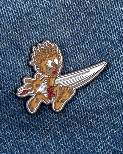 Saltrock Running Man Pin Badge Brown