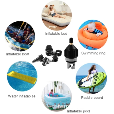 Standup Paddle Board Valve Adapter Rubber Boat Kayak Surfboard Air Valve Pump Converter With 4 Nozzles