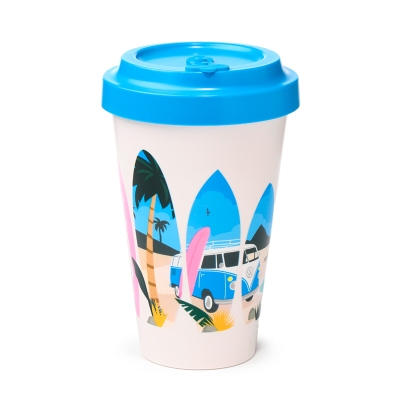 Volkswagen VW T1 Camper Bus Waves are Calling Set RPET Travel Cup/Mug 400ml