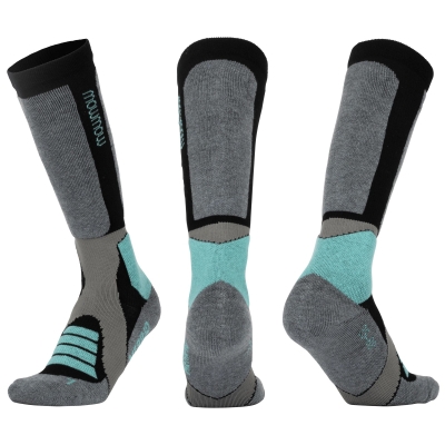 MowMow Woolf Merino Snow Socks Size 35-38 Dark Grey/Aqua/Light Grey