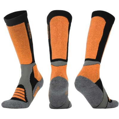 MowMow Woolf Merino Snow Socks Size 43-46 Orange/Black/Dark Grey