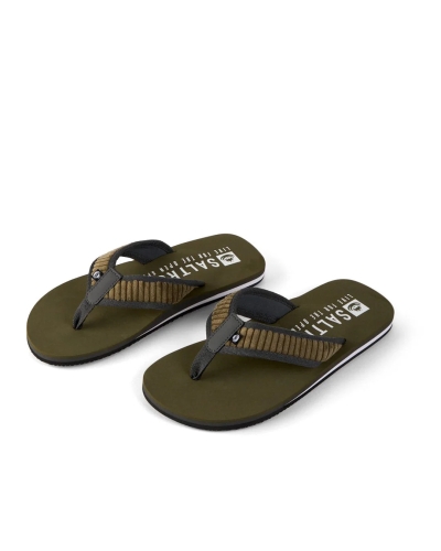 Saltrock Lines Mens Corduroy Flip Flops Green