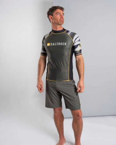 Saltrock Camo Stripe Mens Short Sleeve Rashvest Camo Green