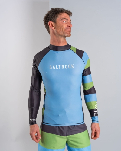 Saltrock Striped Mens Long Sleeve Rashvest Blue