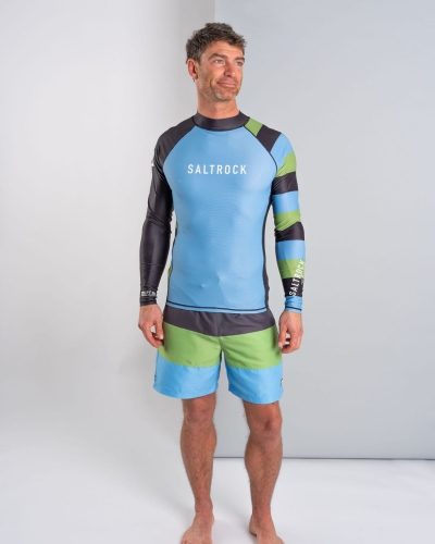 Saltrock Striped Mens Long Sleeve Rashvest Blue