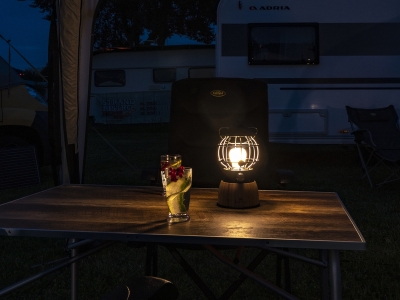 Holiday Travel LED Retro Camping Lamp in Bamboo Metal Design with USB Charging Port
