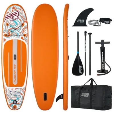 Pure Air All-Round iSUP Coast 10'2" with adjustable aluminum 3T paddle and safety leash (Orange)