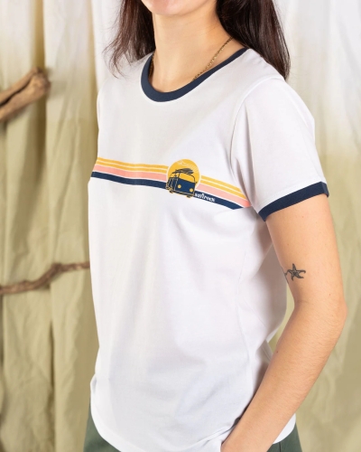 Γυναικείο κοντομάνικο μπλουζάκι Saltrock Celeste Stripe λευκό