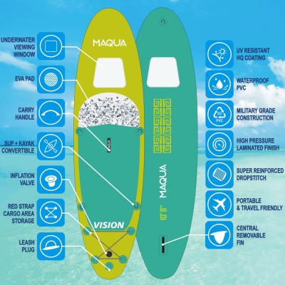 Maqua Vision Kayak Kit 10'8" Inflatable Stand Up Paddle Board