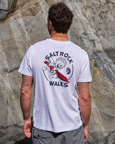 Saltrock Wave Rider Wales Mens Short Sleeve T-Shirts White