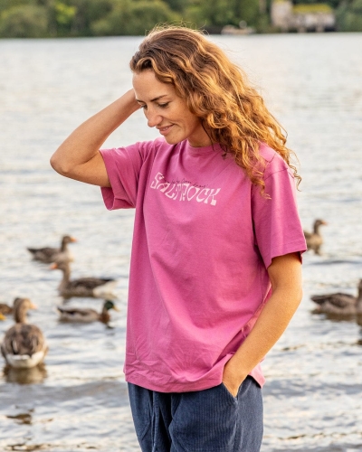 Tricou pentru femei Saltrock Vista cu mânecă scurtă supradimensionat roz închis