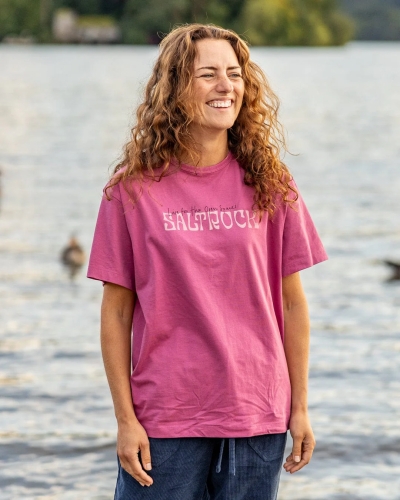 Tricou pentru femei Saltrock Vista cu mânecă scurtă supradimensionat roz închis