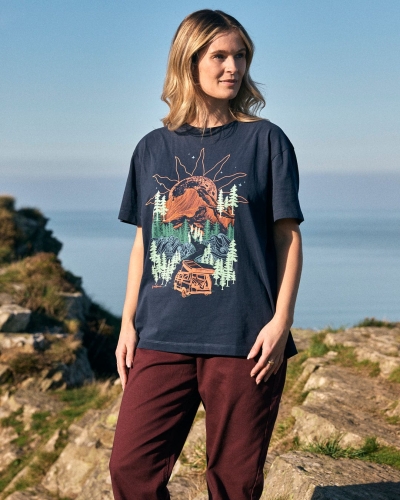 Saltrock Open Road Womens Oversized Short Sleeve T-Shirt Blue